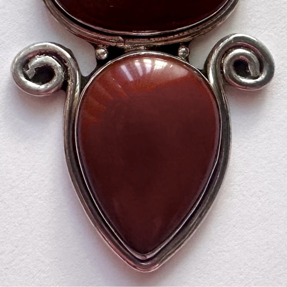 Carnelian & Silver Large Triple Pendant - 3 Different Stones - Picture 7 of 7